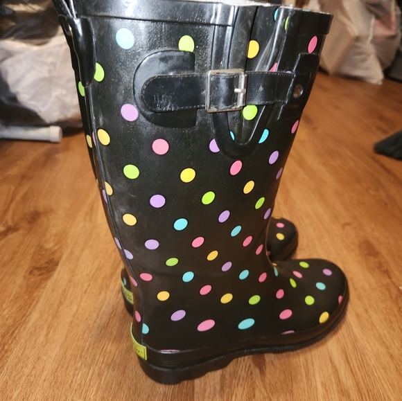 WESTERN CHIEF WOMEN'S DOT CITY TALL RAIN BOOT - BLACK - Picture 6 of 8